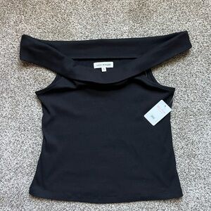 Lucky Brand Black Ribbed Off-Shoulder Top Size XL